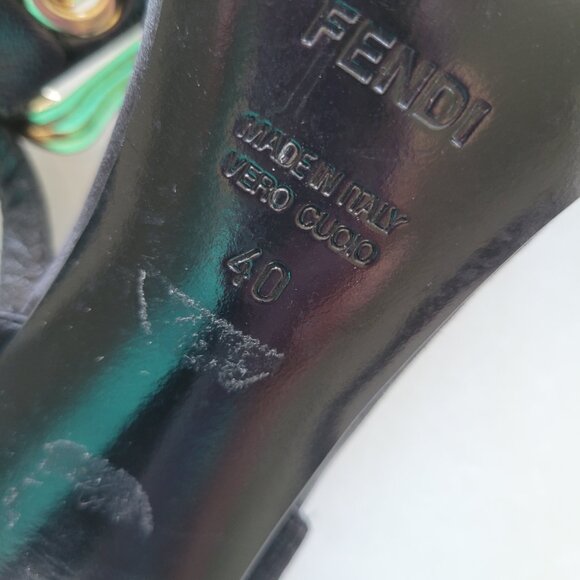 Authentic FENDI Black Leather and Satin Dress Shoes with Crystal Buckle size 40 - Picture 6 of 6